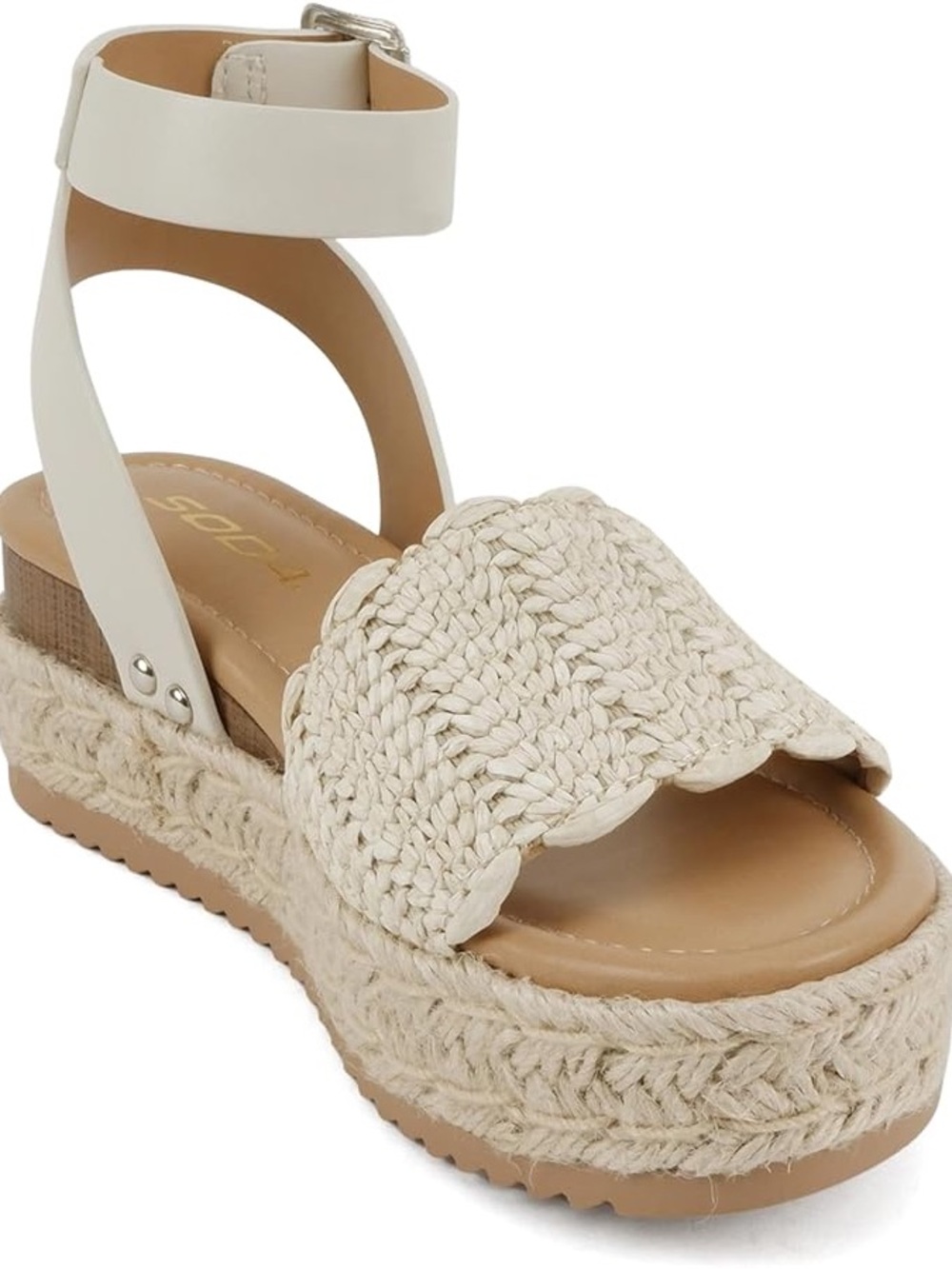Soda Woven Nico Espadrille Platform Sandal - Y2K Nuetral Cream
